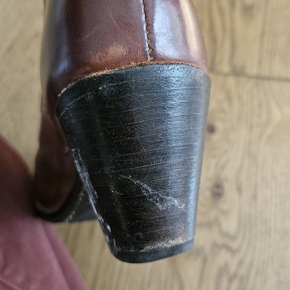 Frye Jackie Button Tall Boots 7.5 Cognac Brown Leather Western Riding - Picture 12 of 14